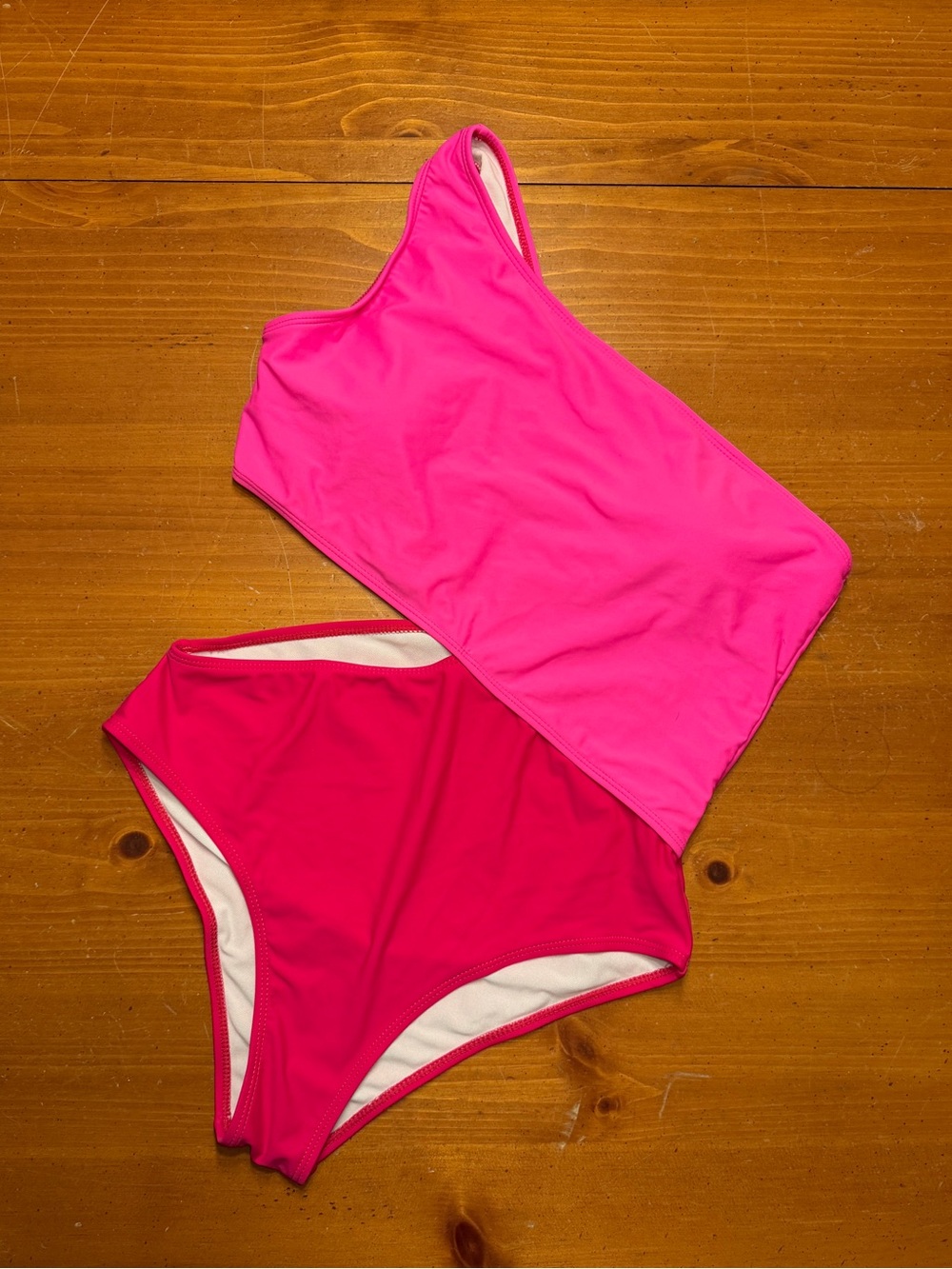 One-Shoulder Women's Swim Set in Hot Pink & Fuchsia